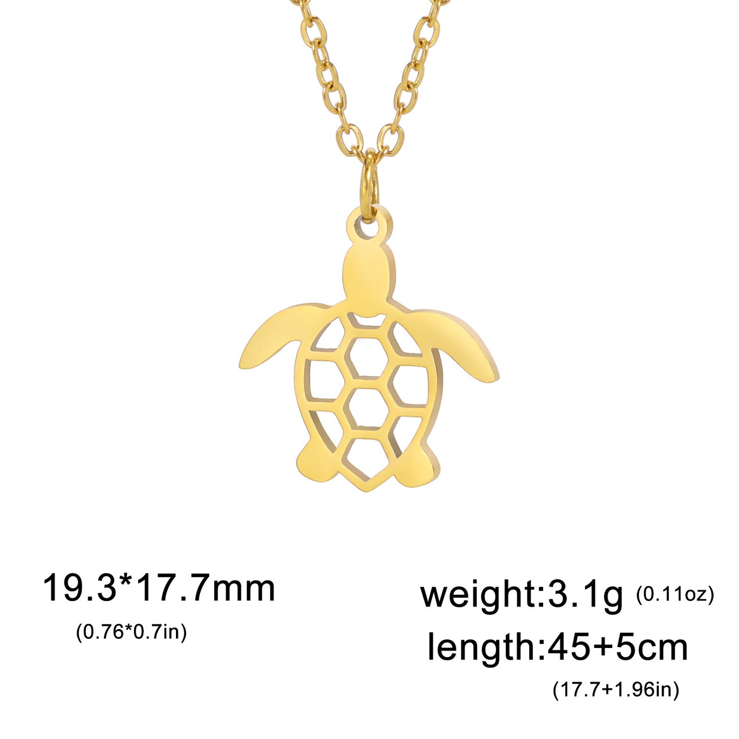 Fashionable Temperamental All-match Stainless Steel Hollow Single Hole Turtle Pendant Necklace